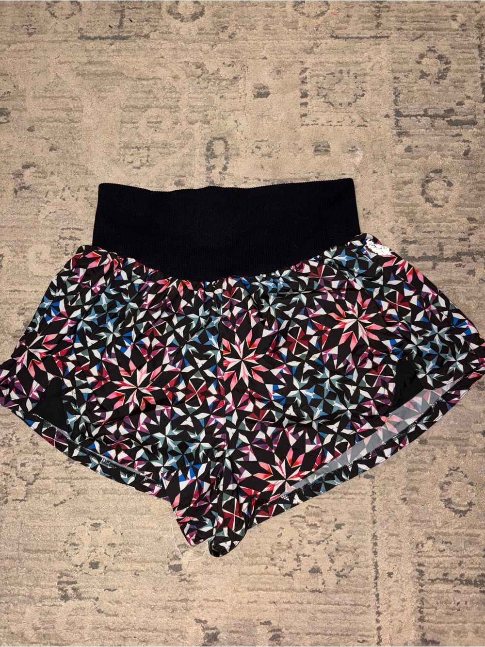 FP Movement by Free People Black Geometric Star Print Carpe Diem Shorts
